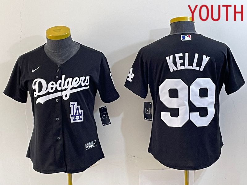 Youth Los Angeles Dodgers 99 Kelly Black 2024 Nike Game MLB Jersey style 1